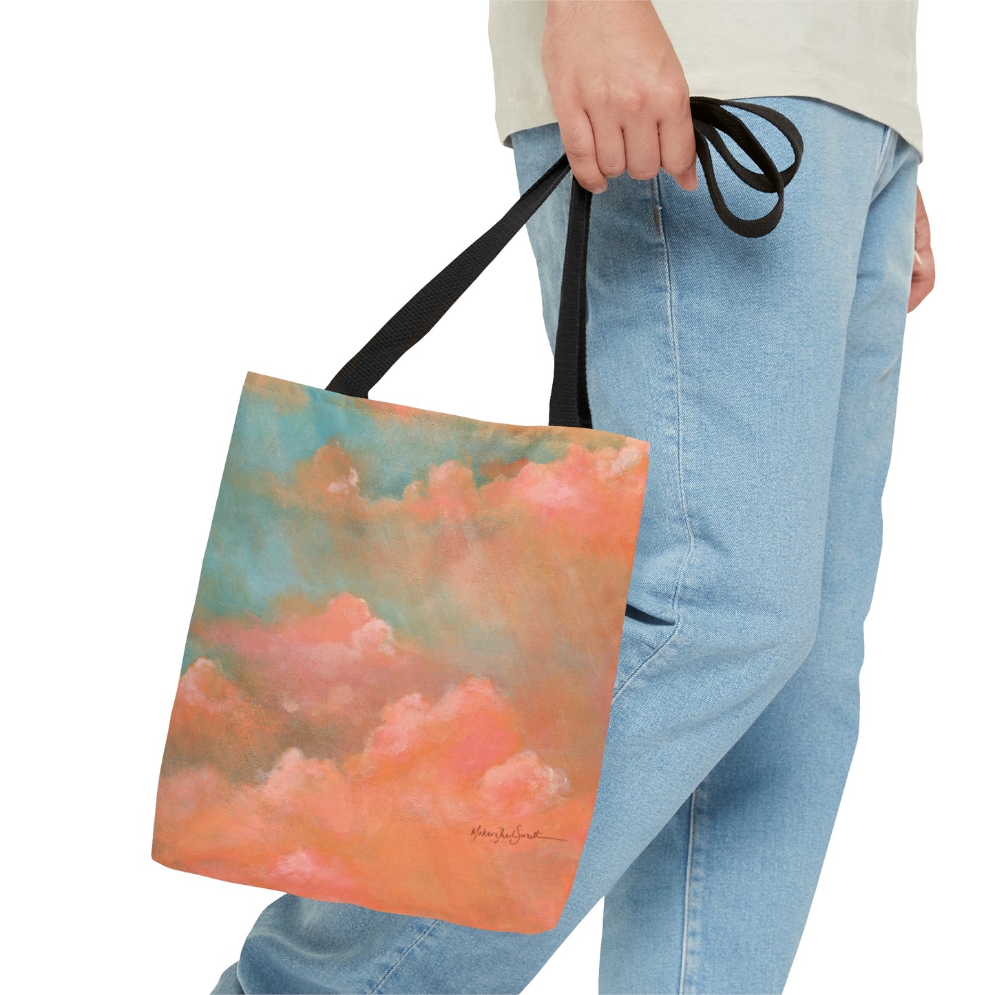 Coral Clouds small tote bag