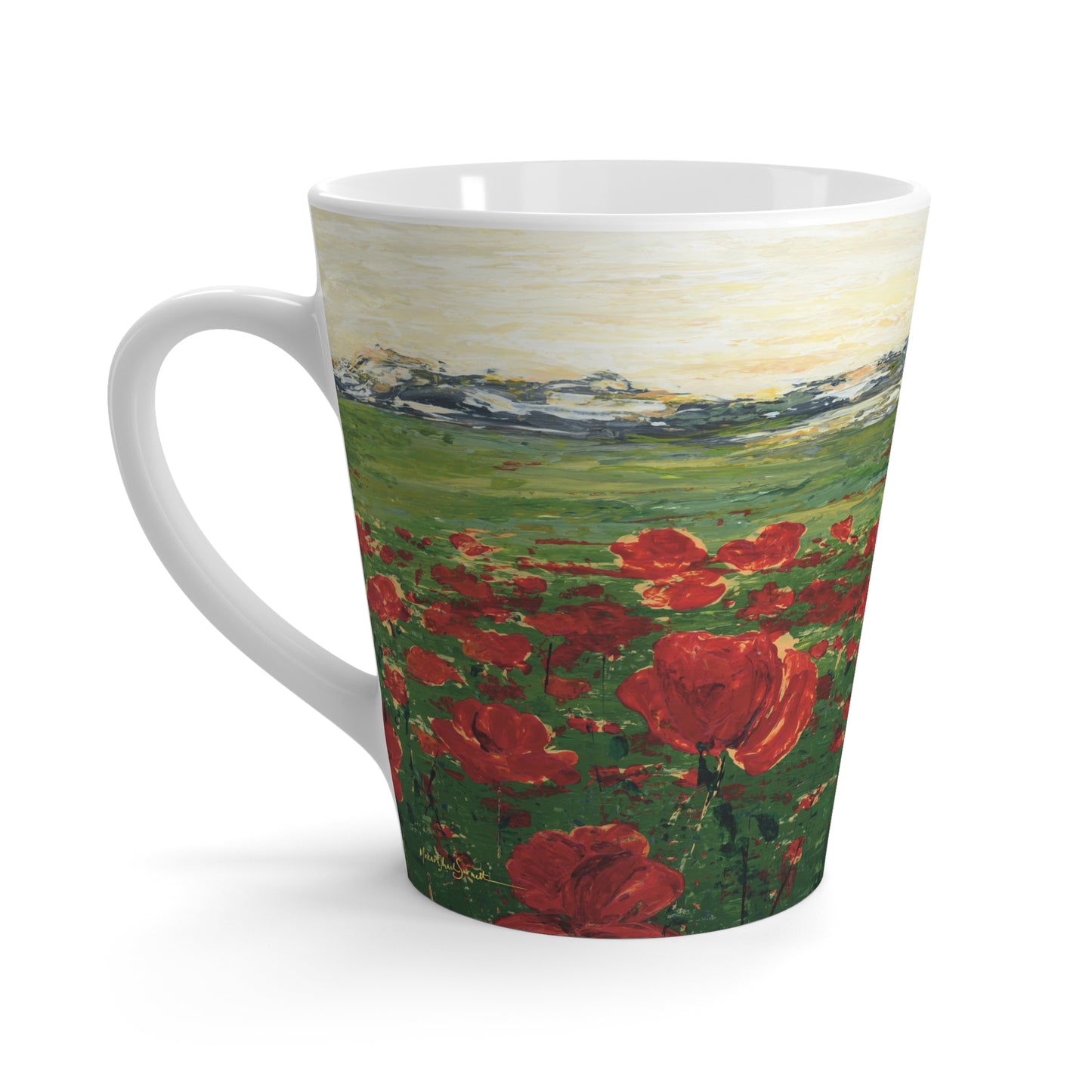 Field of Poppird Latte Mug - Floral Landscape - Perfect for Cozy Mornings and gifting on Special Occasions