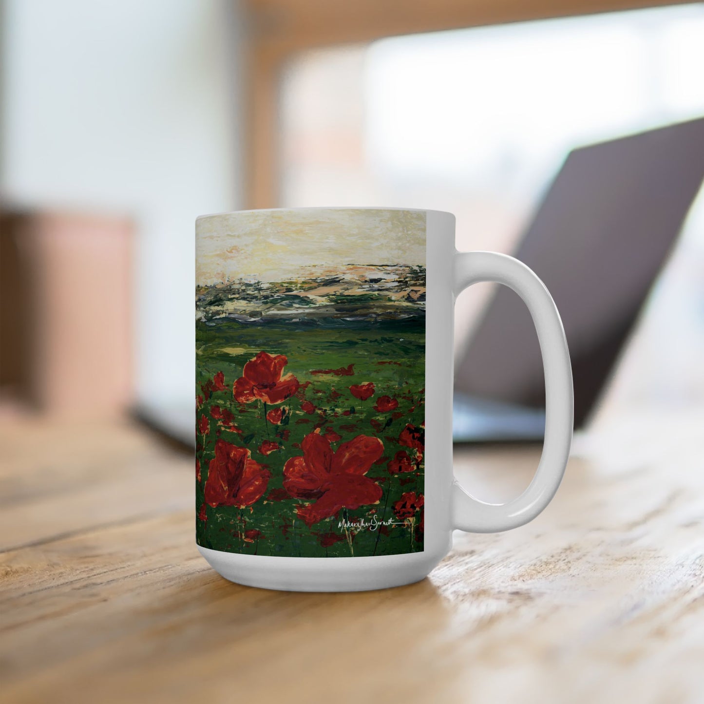 Field of Poppies Ceramic Mug - Wild Red Flowers - Perfect for Nature Lovers & Gift Ideas