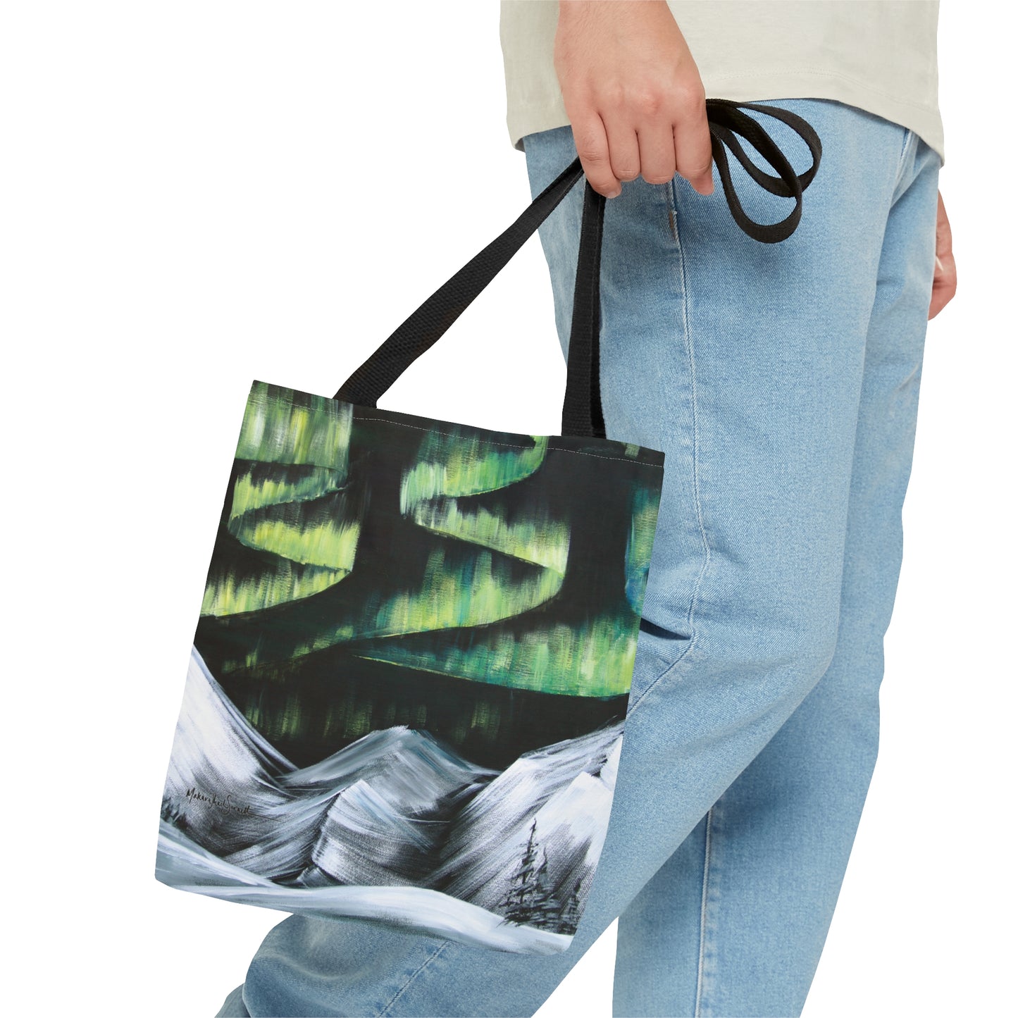 Aurora Over Mountains small tote bag