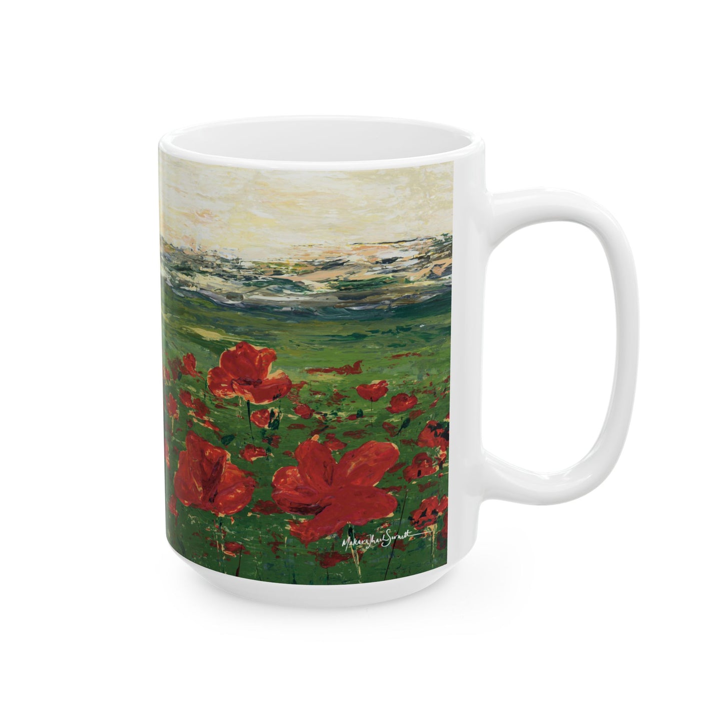 Field of Poppies Ceramic Mug - Wild Red Flowers - Perfect for Nature Lovers & Gift Ideas