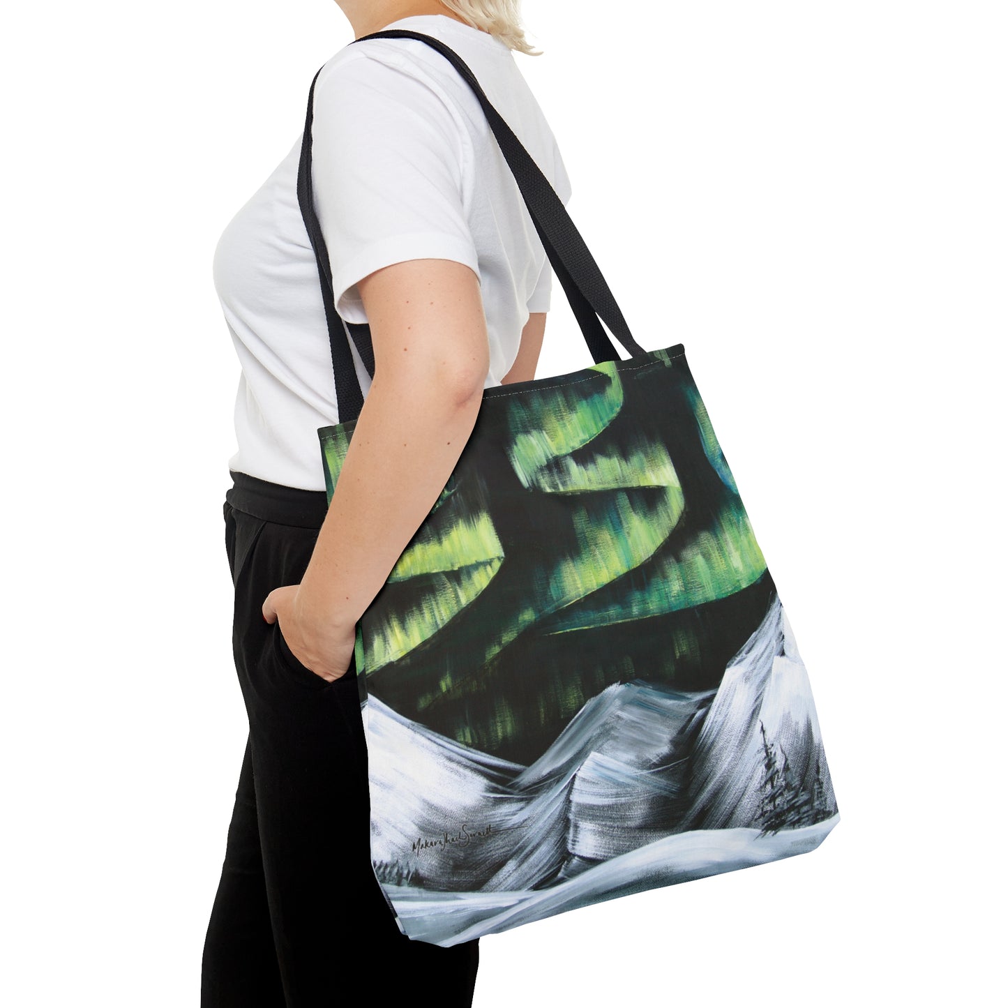 Aurora Over Mountains small tote bag