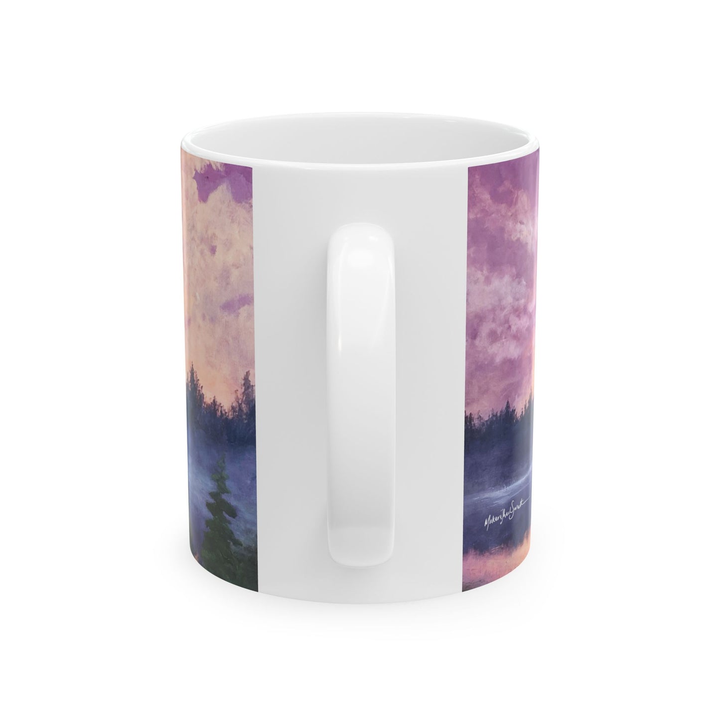 Embracing Mt. Rainier Ceramic Mug - Purple Mountain & Coral Sunset - Perfect for Nature Lovers & Gift Ideas