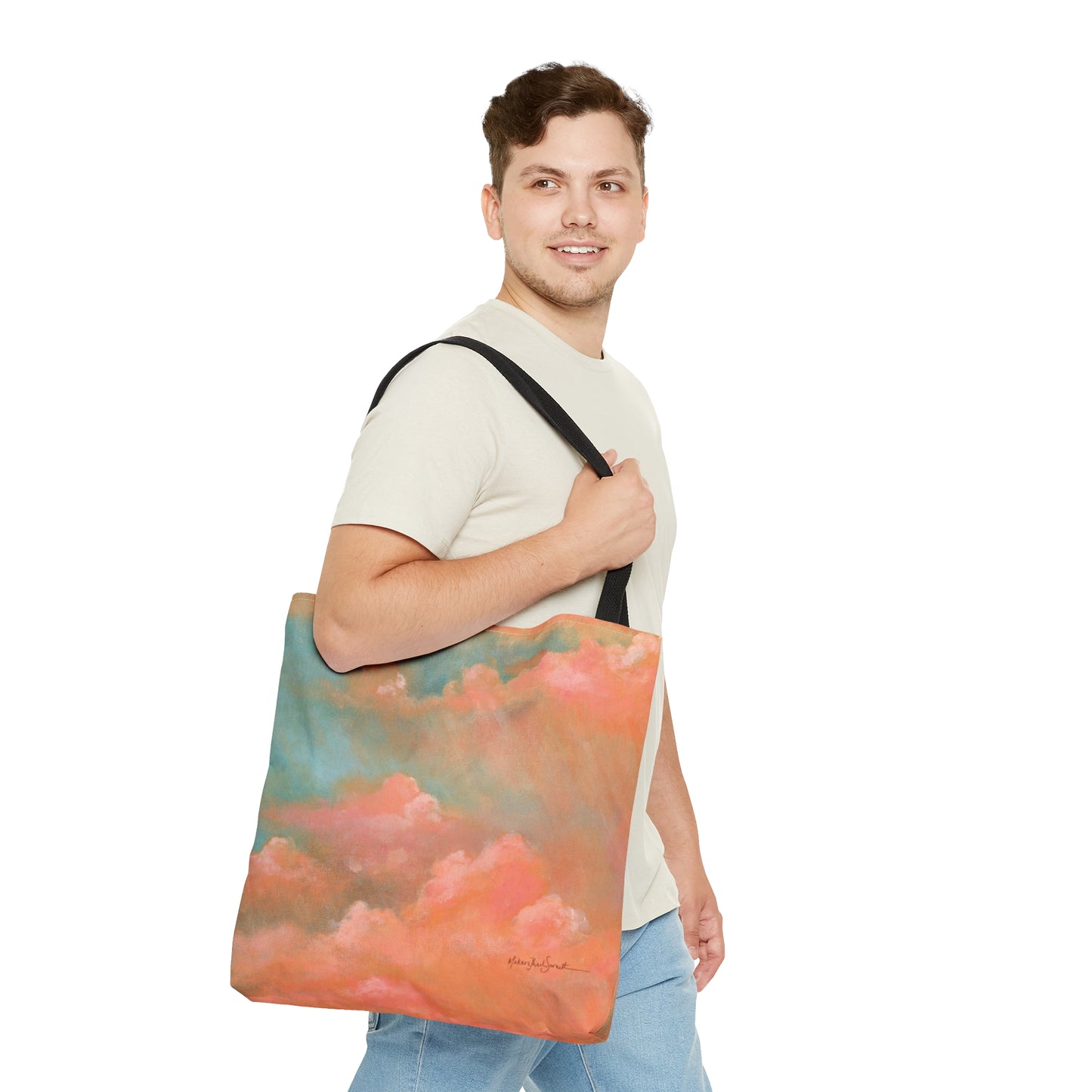 Coral Clouds small tote bag