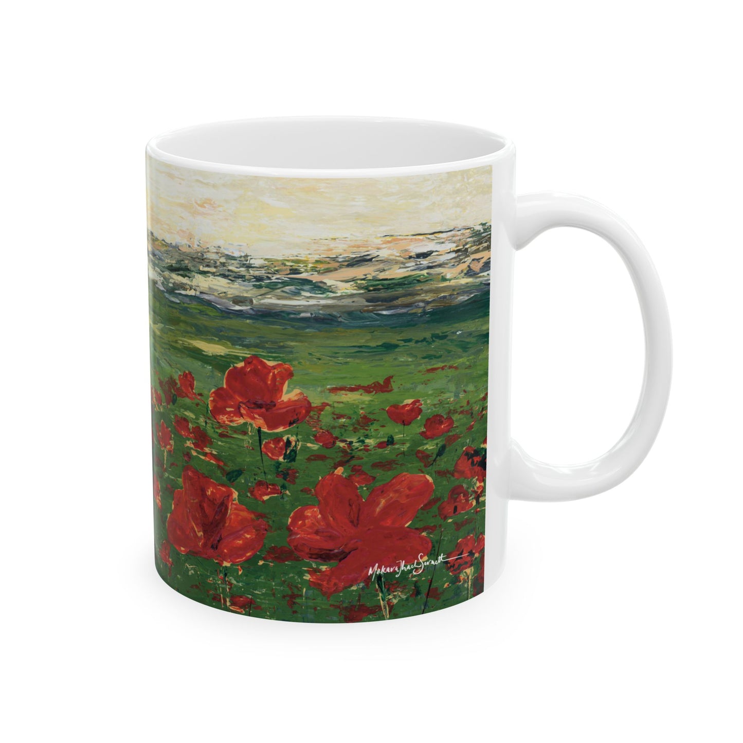 Field of Poppies Ceramic Mug - Wild Red Flowers - Perfect for Nature Lovers & Gift Ideas