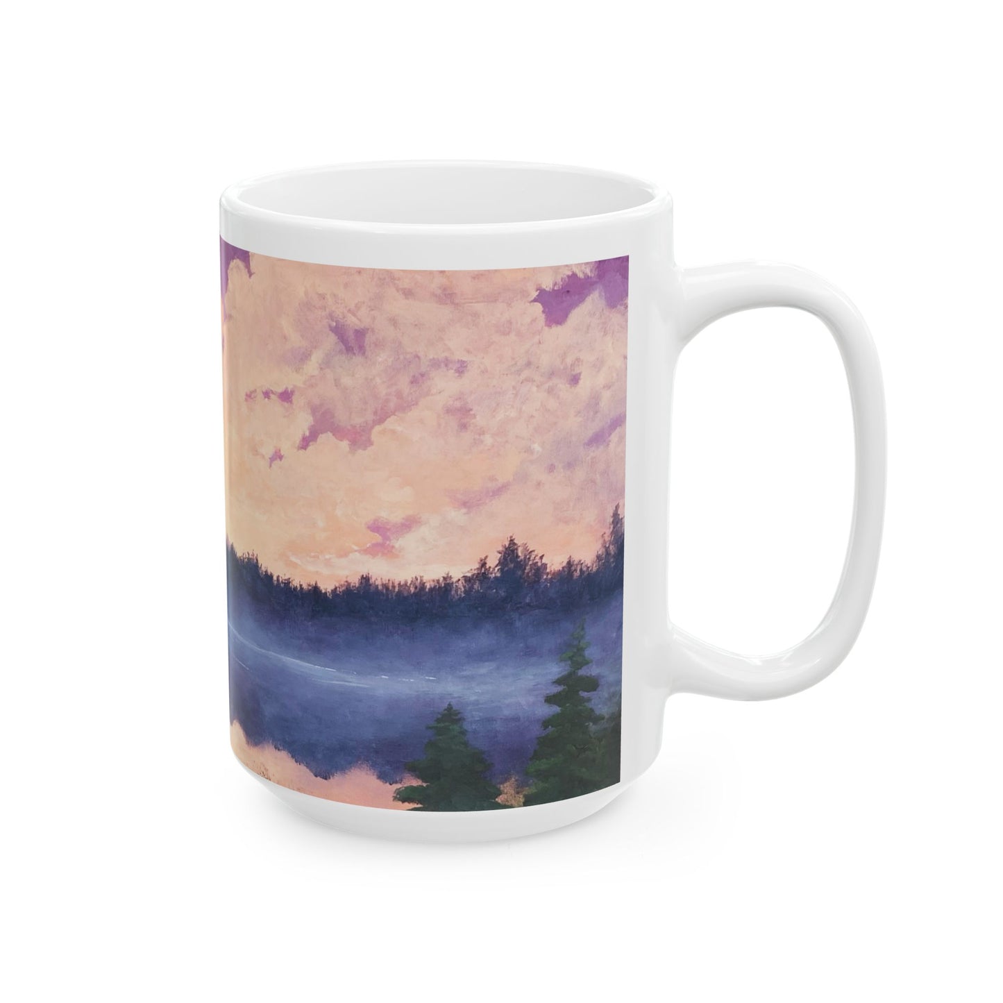 Embracing Mt. Rainier Ceramic Mug - Purple Mountain & Coral Sunset - Perfect for Nature Lovers & Gift Ideas