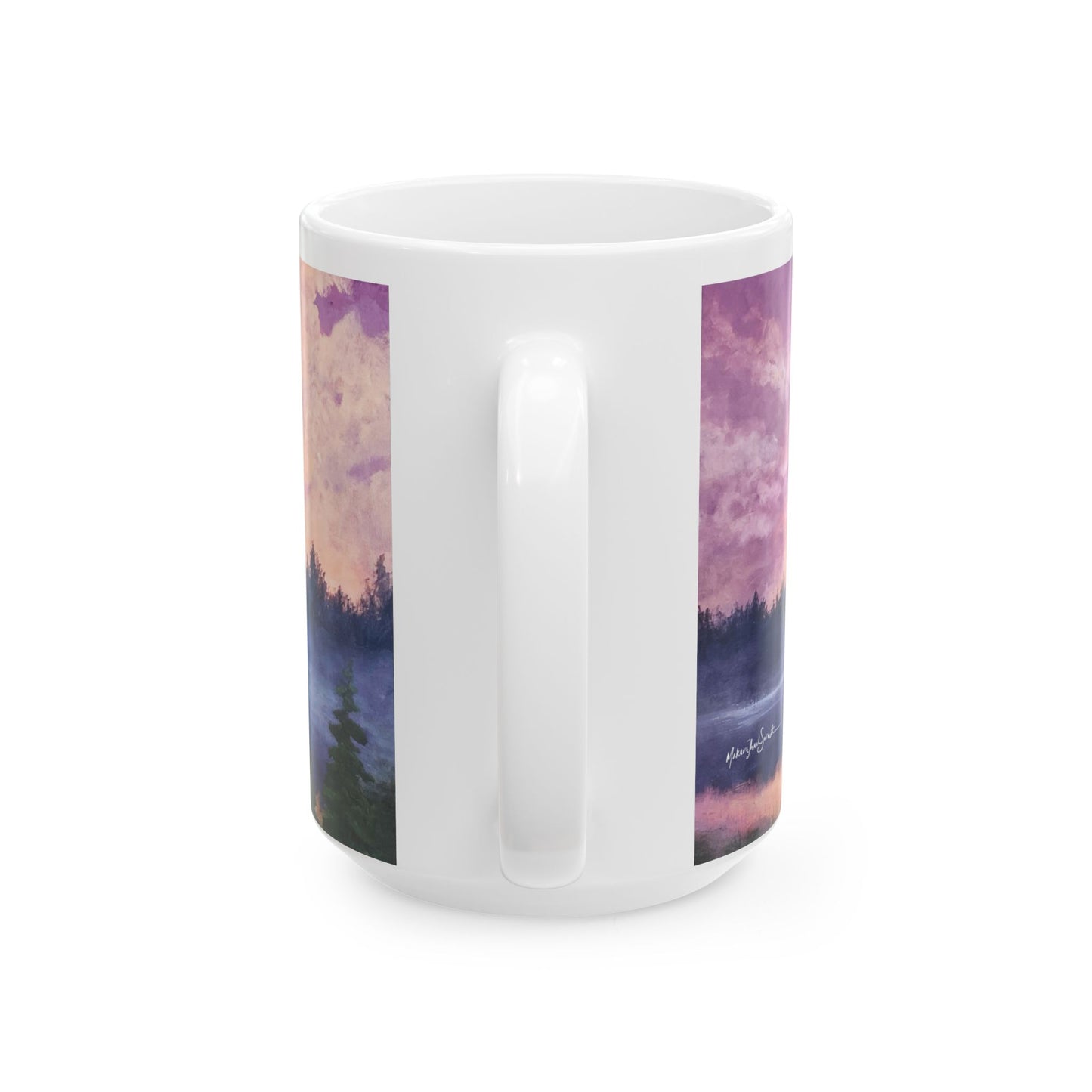 Embracing Mt. Rainier Ceramic Mug - Purple Mountain & Coral Sunset - Perfect for Nature Lovers & Gift Ideas
