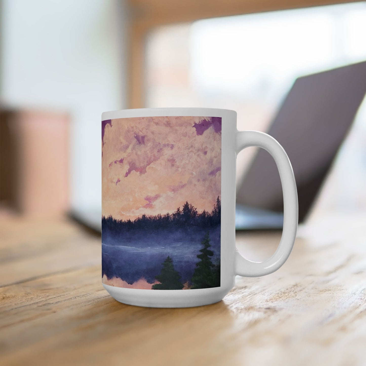 Embracing Mt. Rainier Ceramic Mug - Purple Mountain & Coral Sunset - Perfect for Nature Lovers & Gift Ideas