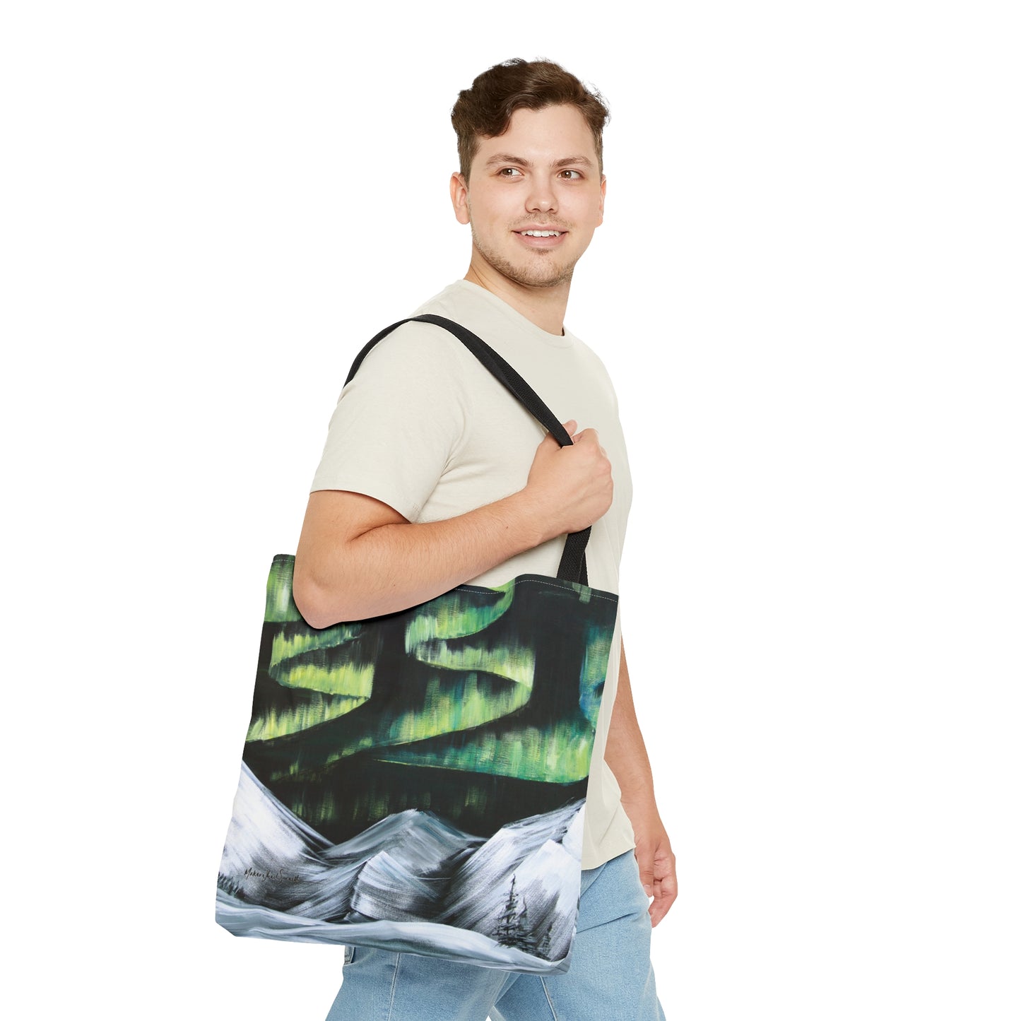 Aurora Over Mountains small tote bag