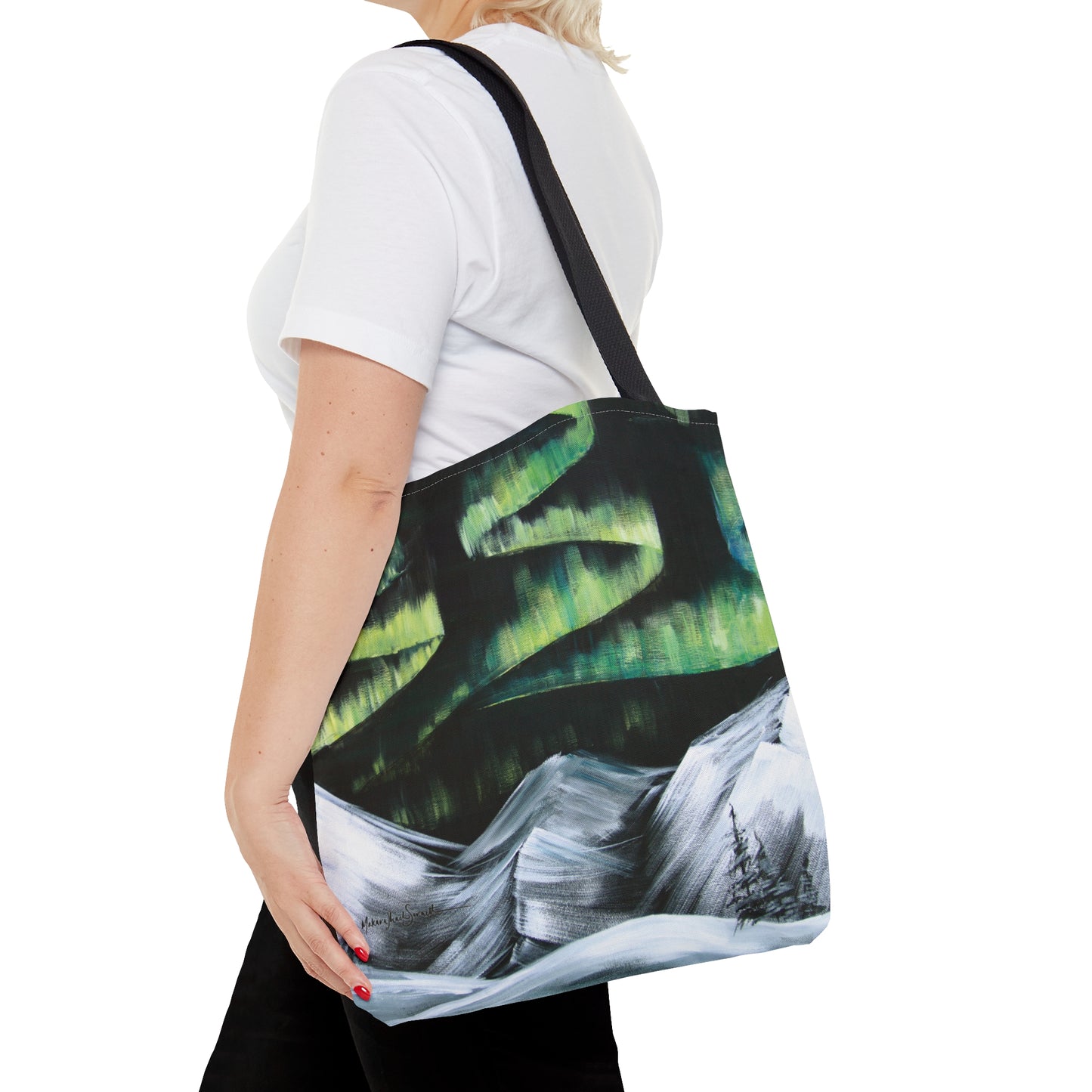 Aurora Over Mountains small tote bag