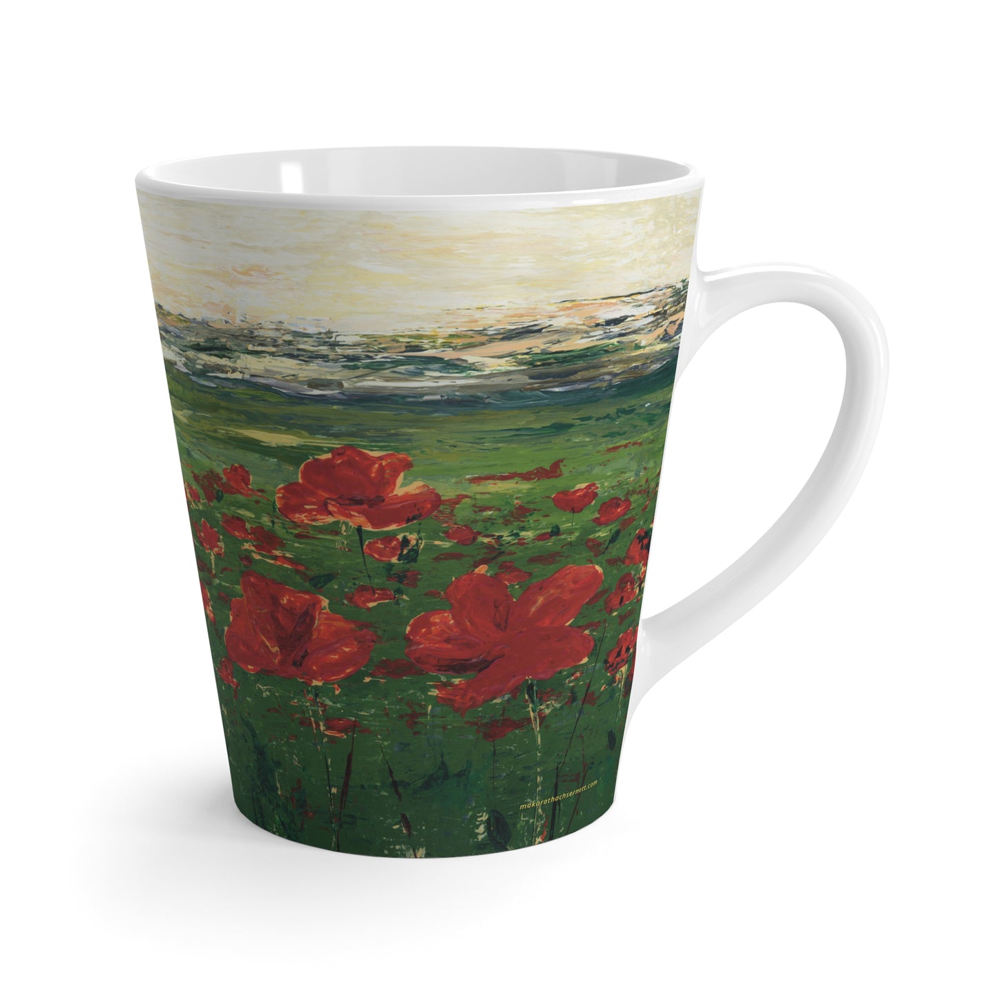 Field of Poppird Latte Mug - Floral Landscape - Perfect for Cozy Mornings and gifting on Special Occasions