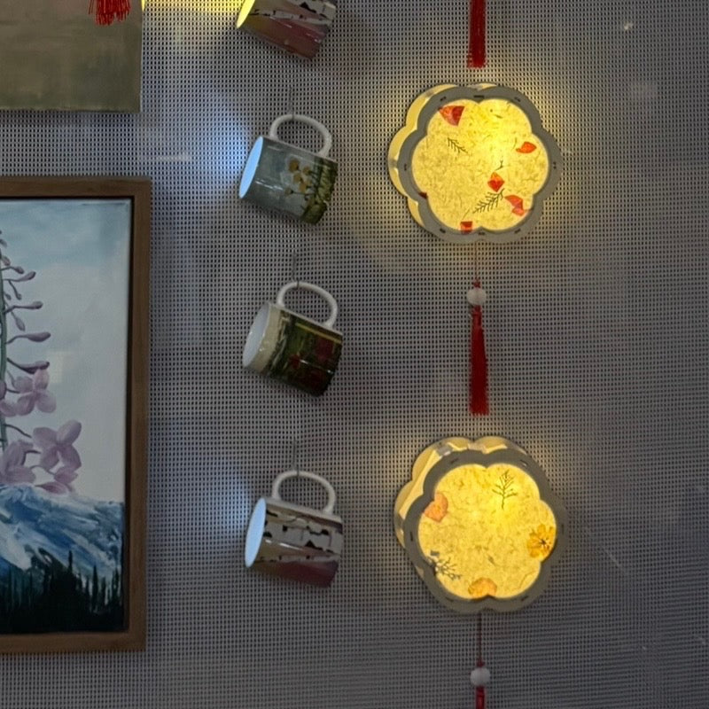 Flower shaped lantern with dried florals