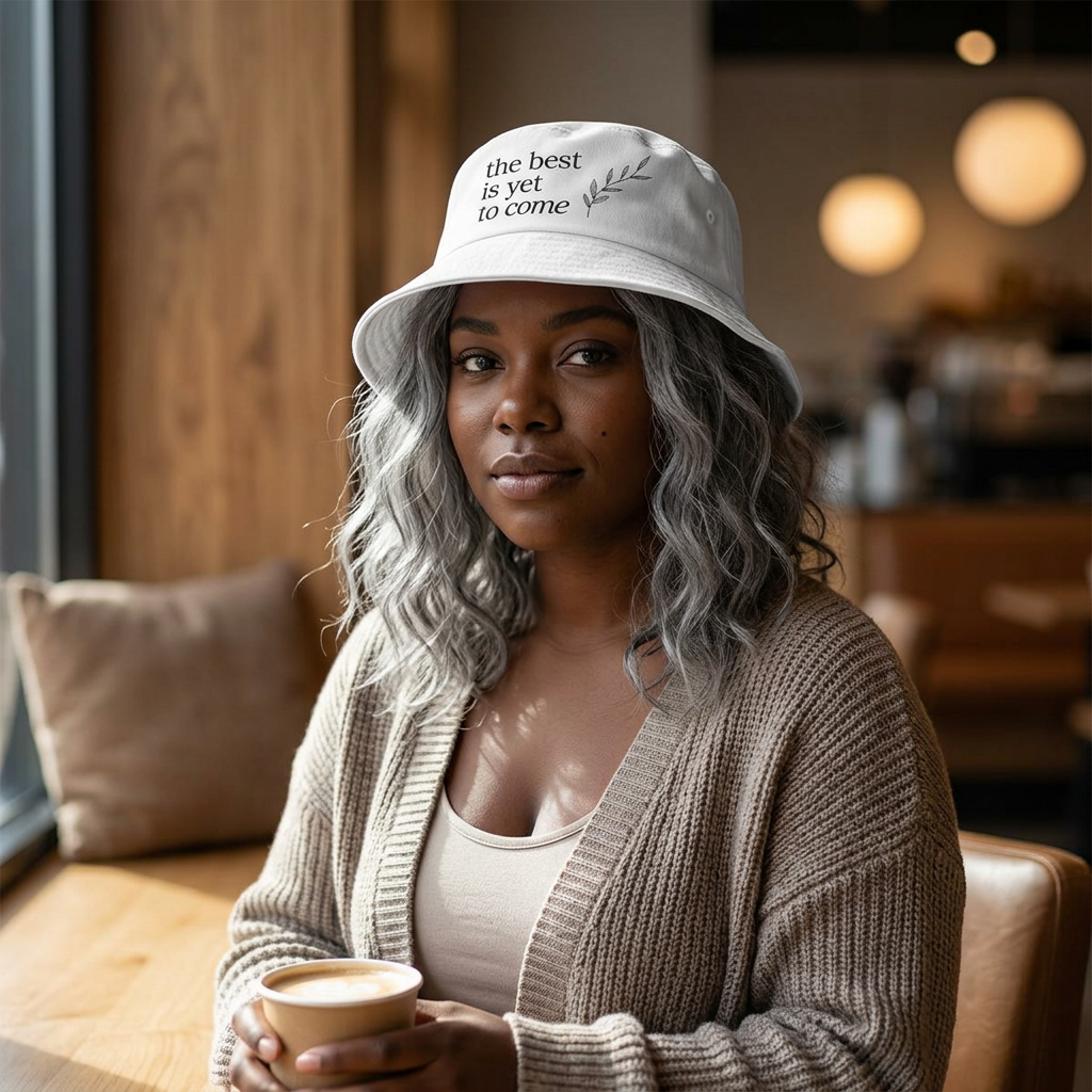 Embroidered 'The Best Is Yet To Come' Bucket Hat — Inspirational Cotton Sun Hat