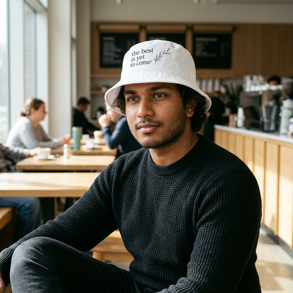 Embroidered 'The Best Is Yet To Come' Bucket Hat — Inspirational Cotton Sun Hat