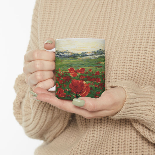 Field of Poppies Ceramic Mug - Wild Red Flowers - Perfect for Nature Lovers & Gift Ideas
