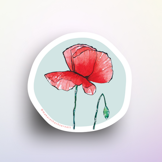 Poppy watercolor sticker