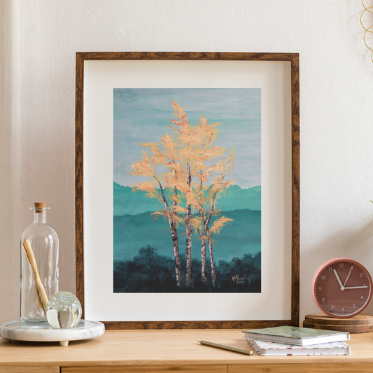 Golden Birch art print